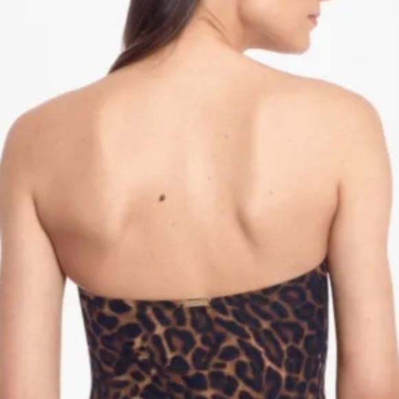 LAUREN RALPH LAUREN Women's Brown Stretch Ruched Bandeau One Piece Swimsuit - Picture 6 of 10